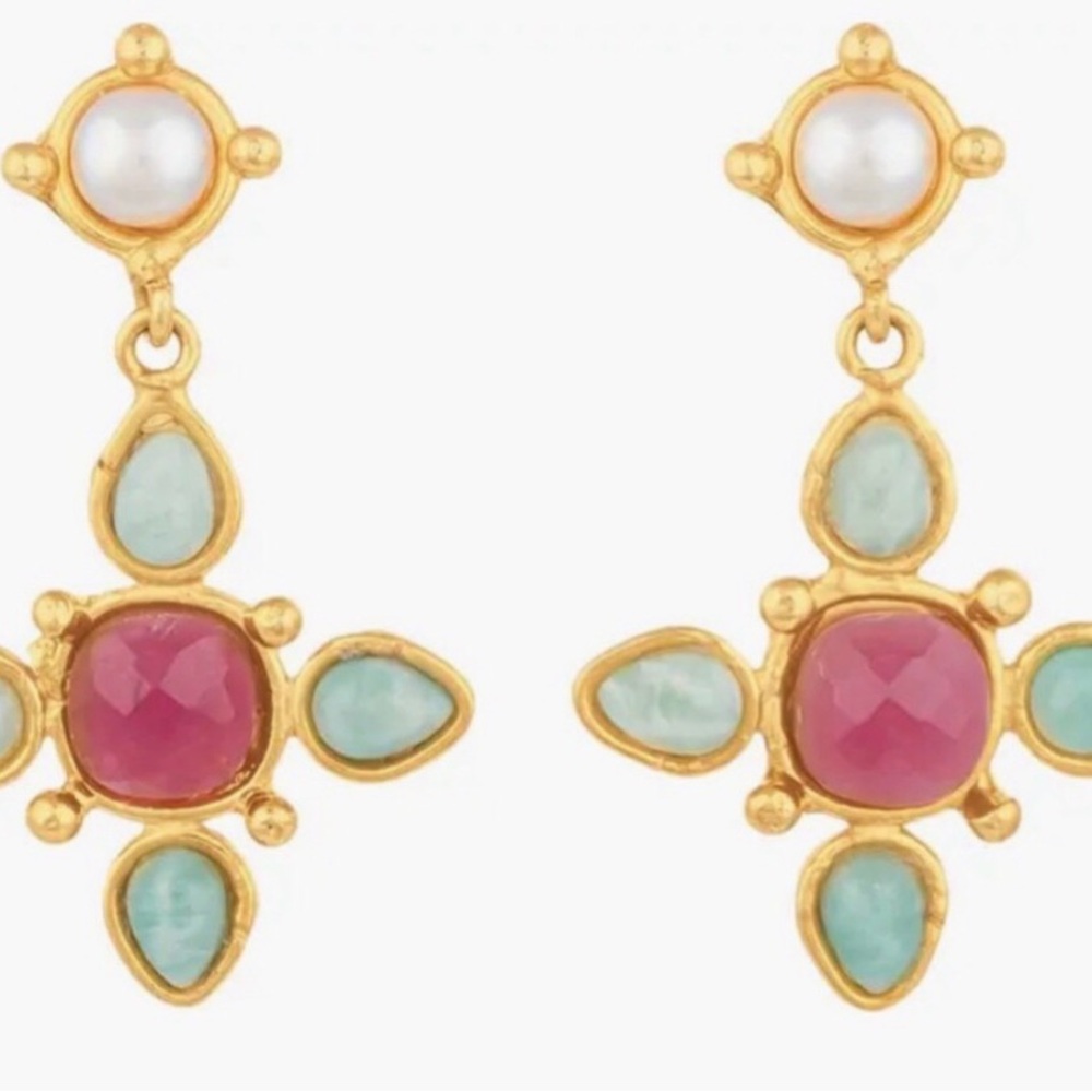 Piper K Reconstituted Green Aventurine Glass Pearl Drop Earrings